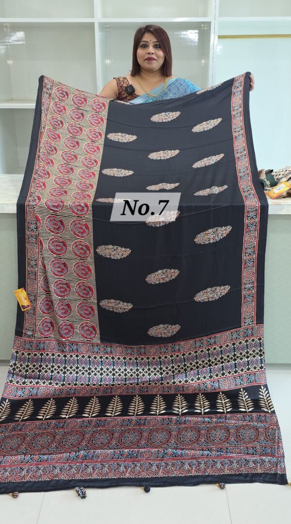 AJRAKH CREPE SAREE (NO.7)