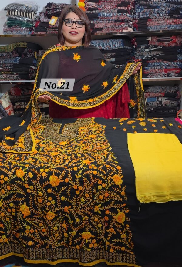 PURE GEORGETT PHULKARI 3PC MATERIAL (NO-21)