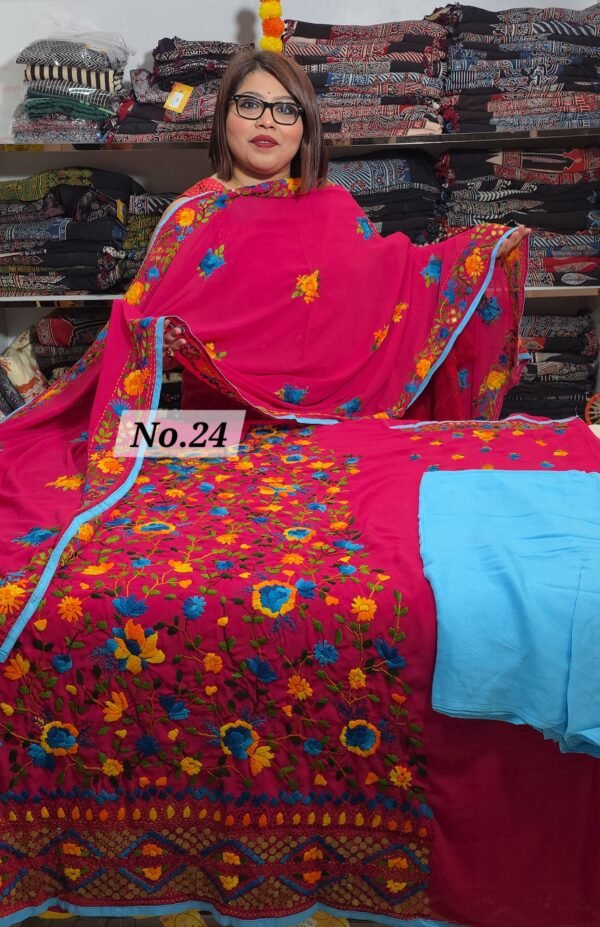 PURE GEORGETT PHULKARI 3PC MATERIAL (NO-24)