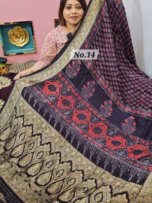 13TH APRIL LIVE - PURE DOLA AJRAKH SAREE (NO. 14)