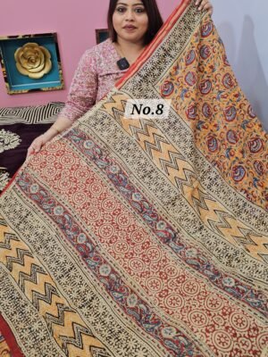 13TH APRIL LIVE - PURE HANDBLOCK CHANDERI SAREE (NO. 8)