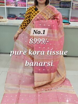 14TH APRIL LIVE - PURE KORA TISSUE BANARSI SAREE (NO.1)