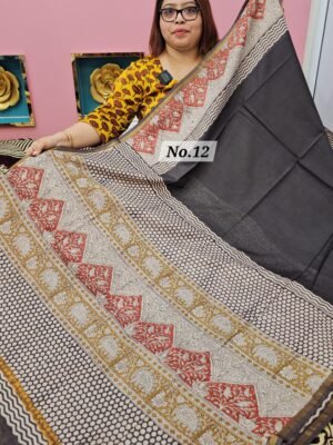 18TH APRIL LIVE - BAFTA TUSSAR HANDBLOCK SAREE (NO.12)