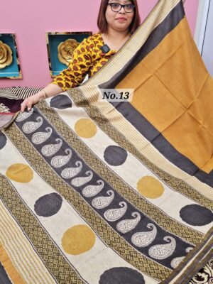 18TH APRIL LIVE - BAFTA TUSSAR HANDBLOCK SAREE (NO.13)