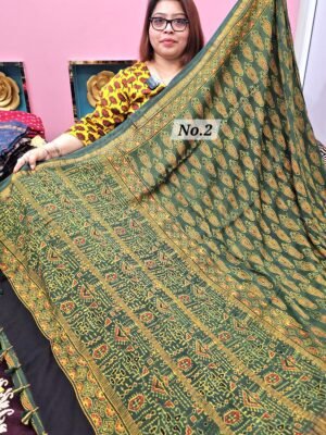 16TH APRIL LIVE - PURE CHANDERI MAHESHWARI AJRAKH SAREE (NO.2)