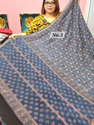 16TH APRIL LIVE - PURE CHANDERI MAHESHWARI AJRAKH SAREE (NO.3)
