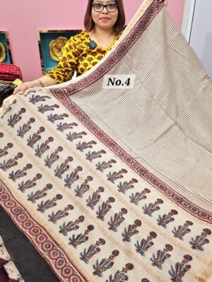 16TH APRIL LIVE - PURE CHANDERI MAHESHWARI AJRAKH SAREE (NO.4)