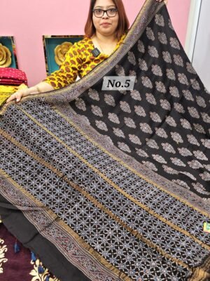 16TH APRIL LIVE - PURE CHANDERI MAHESHWARI AJRAKH SAREE (NO.5)