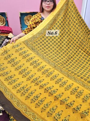 16TH APRIL LIVE - PURE CHANDERI MAHESHWARI AJRAKH SAREE (NO.6)