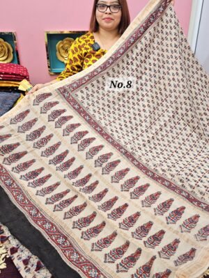 16TH APRIL LIVE - PURE CHANDERI MAHESHWARI AJRAKH SAREE (NO.8)