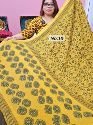 16TH APRIL LIVE - PURE CHANDERI MAHESHWARI AJRAKH SAREE (NO.10)