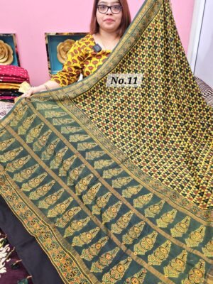 16TH APRIL LIVE - PURE CHANDERI MAHESHWARI AJRAKH SAREE (NO.11)