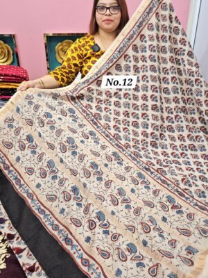 16TH APRIL LIVE - PURE CHANDERI MAHESHWARI AJRAKH SAREE (NO.12)
