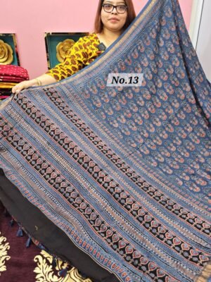 16TH APRIL LIVE - PURE CHANDERI MAHESHWARI AJRAKH SAREE (NO.13)