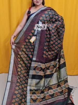 20TH APRIL 2NDLIVE - HANDBLOCK LINEN COTTON SAREE (NO.3)