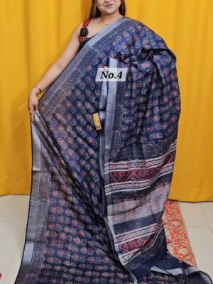 20TH APRIL 2NDLIVE - HANDBLOCK LINEN COTTON SAREE (NO.4)
