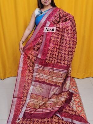 20TH APRIL 2NDLIVE - HANDBLOCK LINEN COTTON SAREE (NO.6)