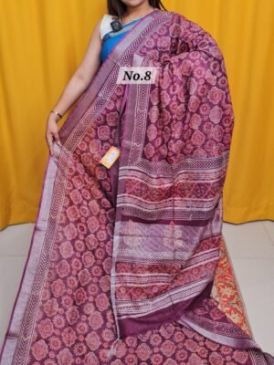 20TH APRIL 2NDLIVE - HANDBLOCK LINEN COTTON SAREE (NO.8)