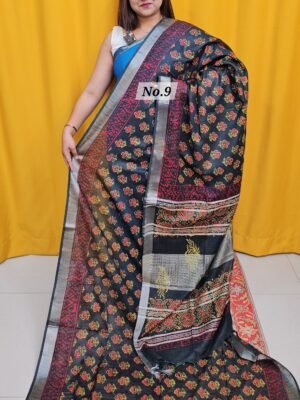 20TH APRIL 2NDLIVE - HANDBLOCK LINEN COTTON SAREE (NO.9)