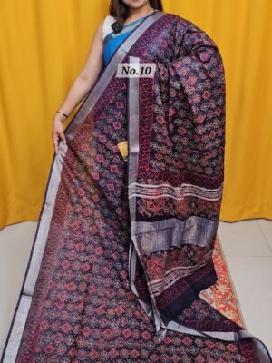 20TH APRIL 2NDLIVE - HANDBLOCK LINEN COTTON SAREE (NO.10)