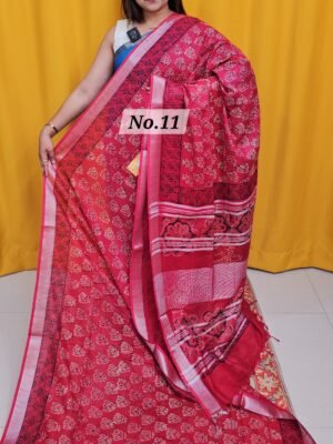 16TH APRIL 2NDLIVE - HANDBLOCK LINEN COTTON SAREE (NO.11)