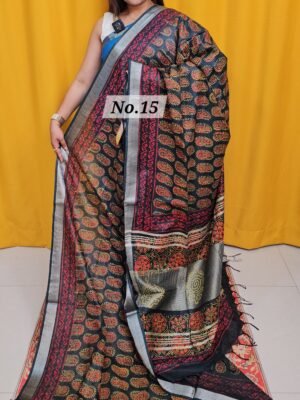 16TH APRIL 2NDLIVE - HANDBLOCK LINEN COTTON SAREE (NO.15)