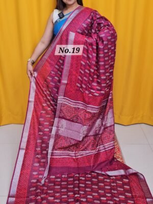 16TH APRIL 2NDLIVE - HANDBLOCK LINEN COTTON SAREE (NO.19)