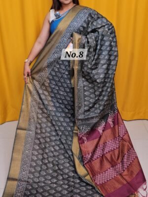 16TH APRIL 2NDLIVE - BAFTA TUSSAR HANDBLOCK SAREE (NO.8)