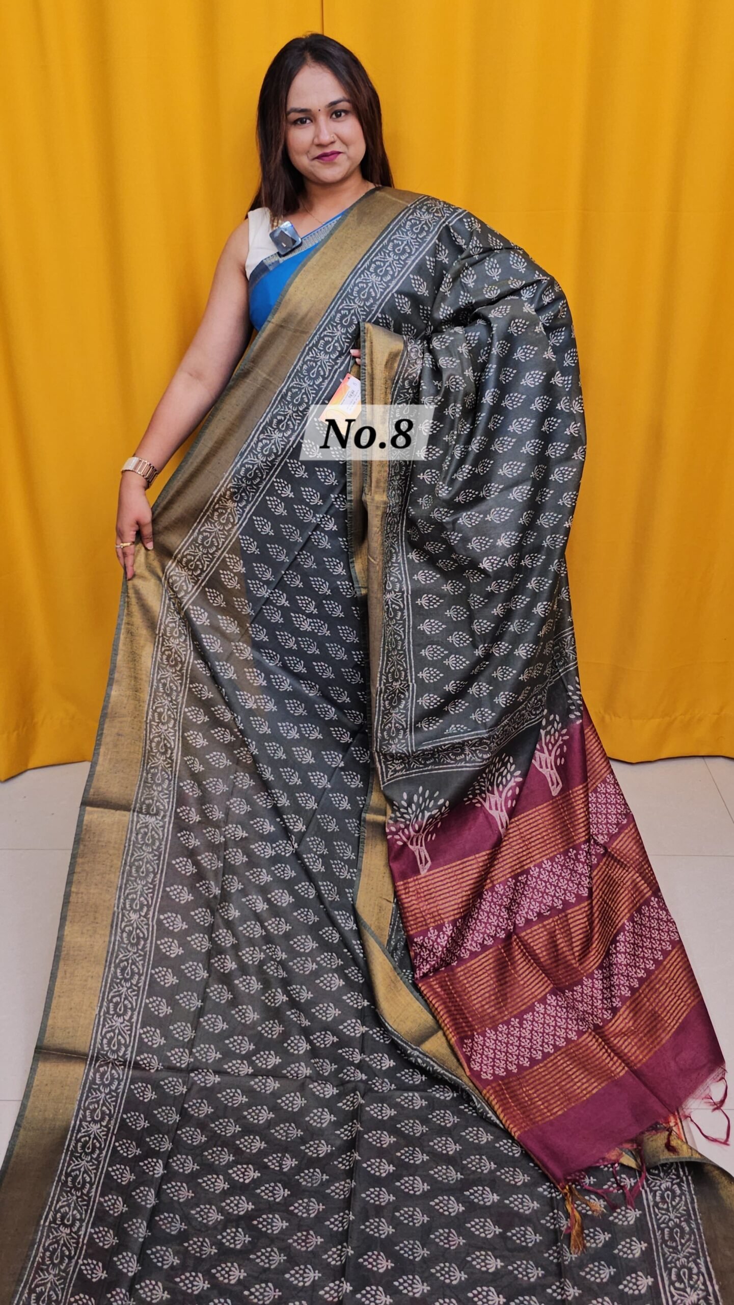 16TH APRIL 2NDLIVE - BAFTA TUSSAR HANDBLOCK SAREE (NO.8)