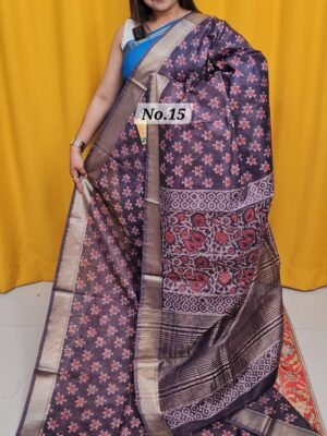 19TH APRIL LIVE - MAHESHWARI TUSSAR BLOCKPRINT SAREE (NO.15)