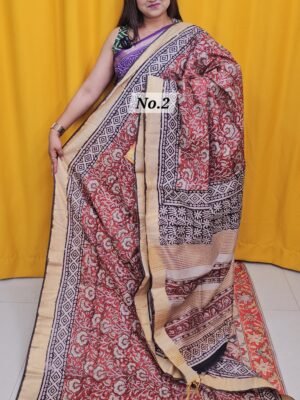 21ST APRIL 2NDLIVE - MAHESWARI TUSSAR BLOCKPRINT SAREE (NO.2)