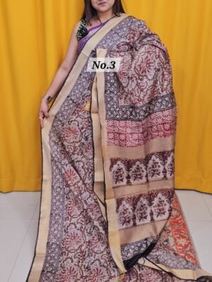 21ST APRIL 2NDLIVE - MAHESWARI TUSSAR BLOCKPRINT SAREE (NO.3)
