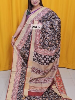 21ST APRIL 2NDLIVE - MAHESWARI TUSSAR BLOCKPRINT SAREE (NO.5)