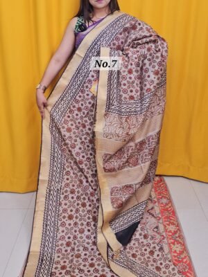 21ST APRIL 2NDLIVE - MAHESWARI TUSSAR BLOCKPRINT SAREE (NO.7)
