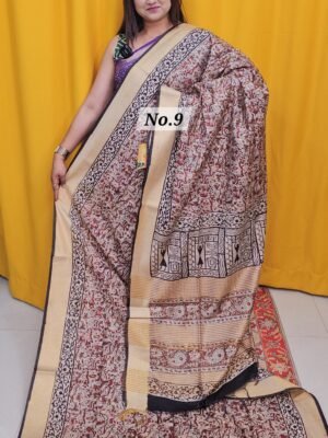 21ST APRIL 2NDLIVE - MAHESWARI TUSSAR BLOCKPRINT SAREE (NO.9)