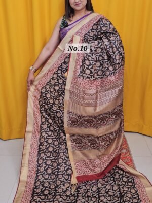 21ST APRIL 2NDLIVE - MAHESWARI TUSSAR BLOCKPRINT SAREE (NO.10)