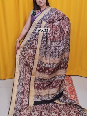 21ST APRIL 2NDLIVE - MAHESWARI TUSSAR BLOCKPRINT SAREE (NO.11)