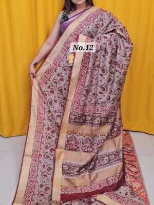 21ST APRIL 2NDLIVE - MAHESWARI TUSSAR BLOCKPRINT SAREE (NO.12)