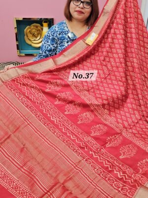 20TH APRIL LIVE - HANDBLOCK MAHESWARI SILK SAREE (NO.37)