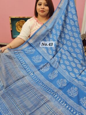 29TH APRIL LIVE - HANDBLOCK MAHESWARI SILK SAREE (NO.43)