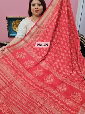 29TH APRIL LIVE - HANDBLOCK MAHESWARI SILK SAREE (NO.48)