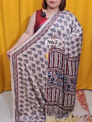 21ST APRIL 2NDLIVE - PURE AJRAKH MODAL MIRROR SAREE (NO.2)