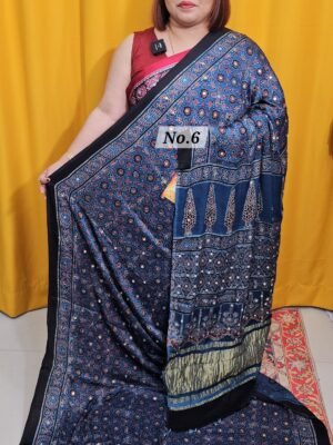 21ST APRIL 2NDLIVE - PURE AJRAKH MODAL MIRROR SAREE (NO.6)