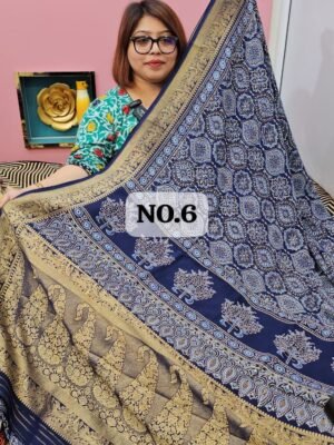 19TH APRIL 2ND LIVE - PURE DOLA AJRAKH SAREE (NO.6)