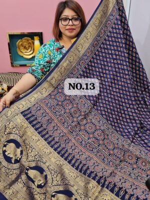 19TH APRIL 2ND LIVE - PURE DOLA AJRAKH SAREE (NO.13)