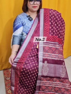 23RD APRIL LIVE - HANDBLOCK LINEN COTTON SAREE (NO.2)