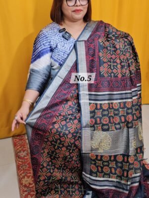 23RD APRIL LIVE - HANDBLOCK LINEN COTTON SAREE (NO.5)