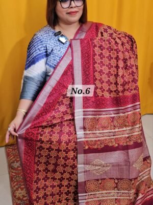 23RD APRIL LIVE - HANDBLOCK LINEN COTTON SAREE (NO.6)