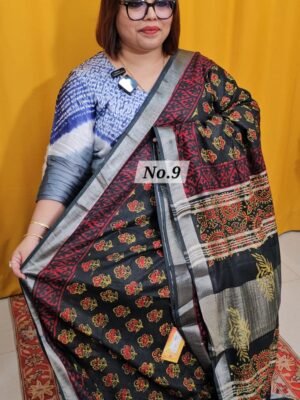 23RD APRIL LIVE - HANDBLOCK LINEN COTTON SAREE (NO.9)