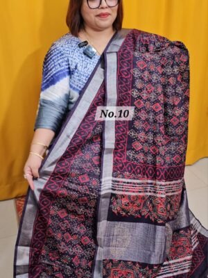 23RD APRIL LIVE - HANDBLOCK LINEN COTTON SAREE (NO.10)